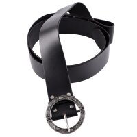 Pirate leather cross belt with round buckle