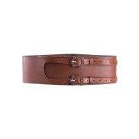 Leather pirate belt with two buckles