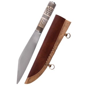 Viking Skramasax, Sax knife with bone handle, incl. scabbard