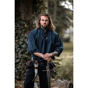 Medieval shirt with lacing "George" blue