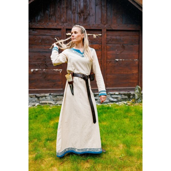 Viking dress "Lagertha" nature/blue S