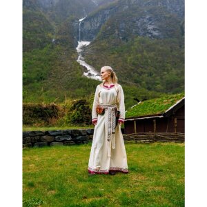 Viking dress "Lagertha" Nature/Red XXL