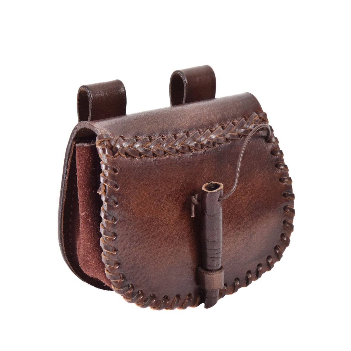 Petit sac banane marron, en cuir