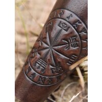 Arm guards brown leather with Vegvisir embossing