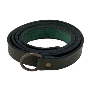 Leather long belt with Celtic knot pattern with iron ring, 160 cm, various colors