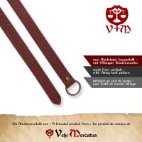 Leather long belt with Celtic knot pattern with iron ring, 160 cm, various colors