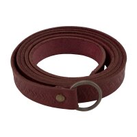 Leather long belt with Celtic knot pattern with iron ring, 160 cm, various colors