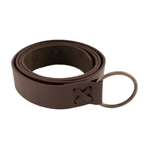 Wide medieval belt with iron ring 160 cm brown