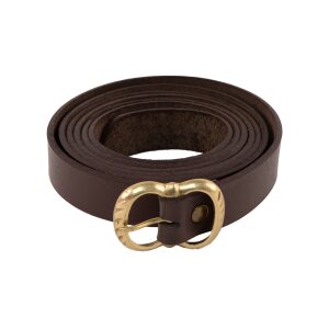 Medieval leather belt with brass buckle, 160 cm, various colors