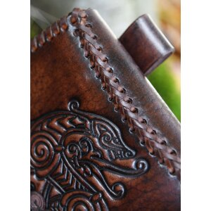 Leather belt bag brown with dragon embossing