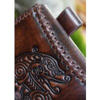 Leather belt bag brown with dragon embossing