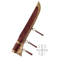 Viking sax made of carbon steel with wooden/bone handle, incl. leather sheath