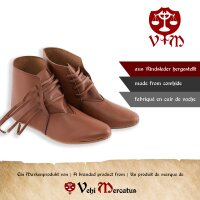 Medieval shoes dark brown with leather sole, London 43