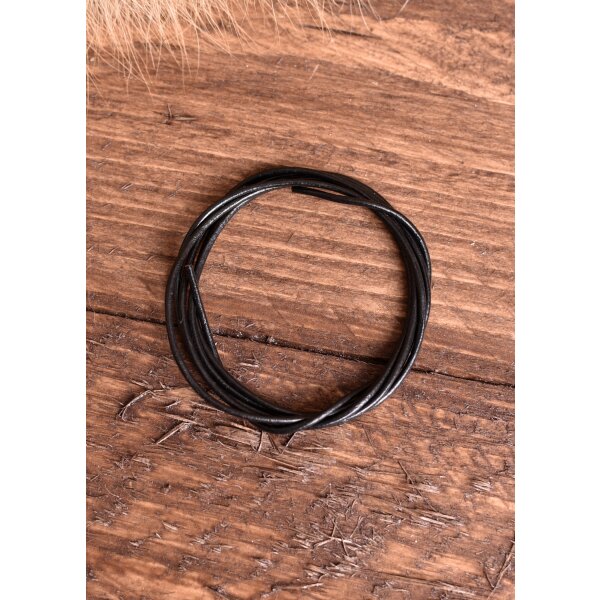 Goatskin round strap, 1.5 mm, black, 1 m