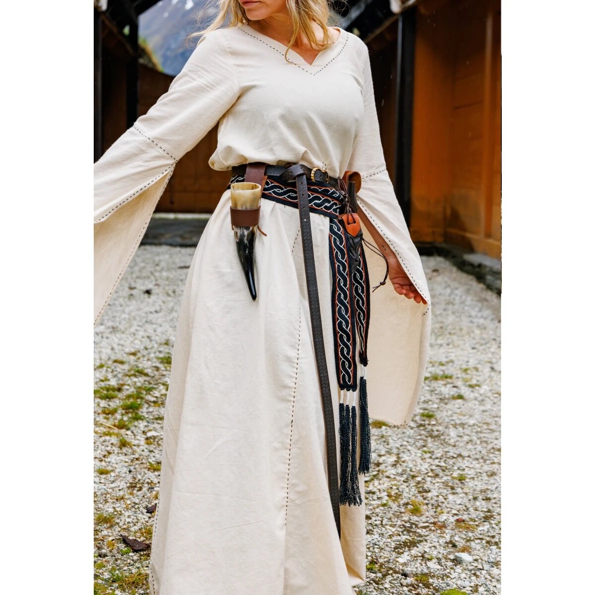 Ceinture viking noire en coton, "Elina".