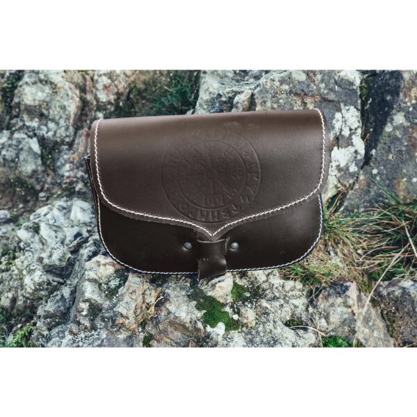 Viking belt bag brown leather "Folkvar" with Vegvisir