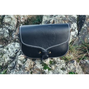 Viking belt bag black leather "Folkvar" with...