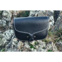 Viking belt bag black leather "Folkvar" with Vegvisir