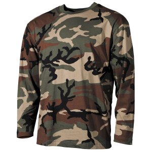 US Shirt, long-sleeved, woodland, 170 g/m&sup2;
