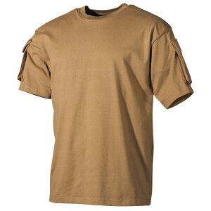 US T-Shirt, short-sleeved, coyote, with sleeve pockets