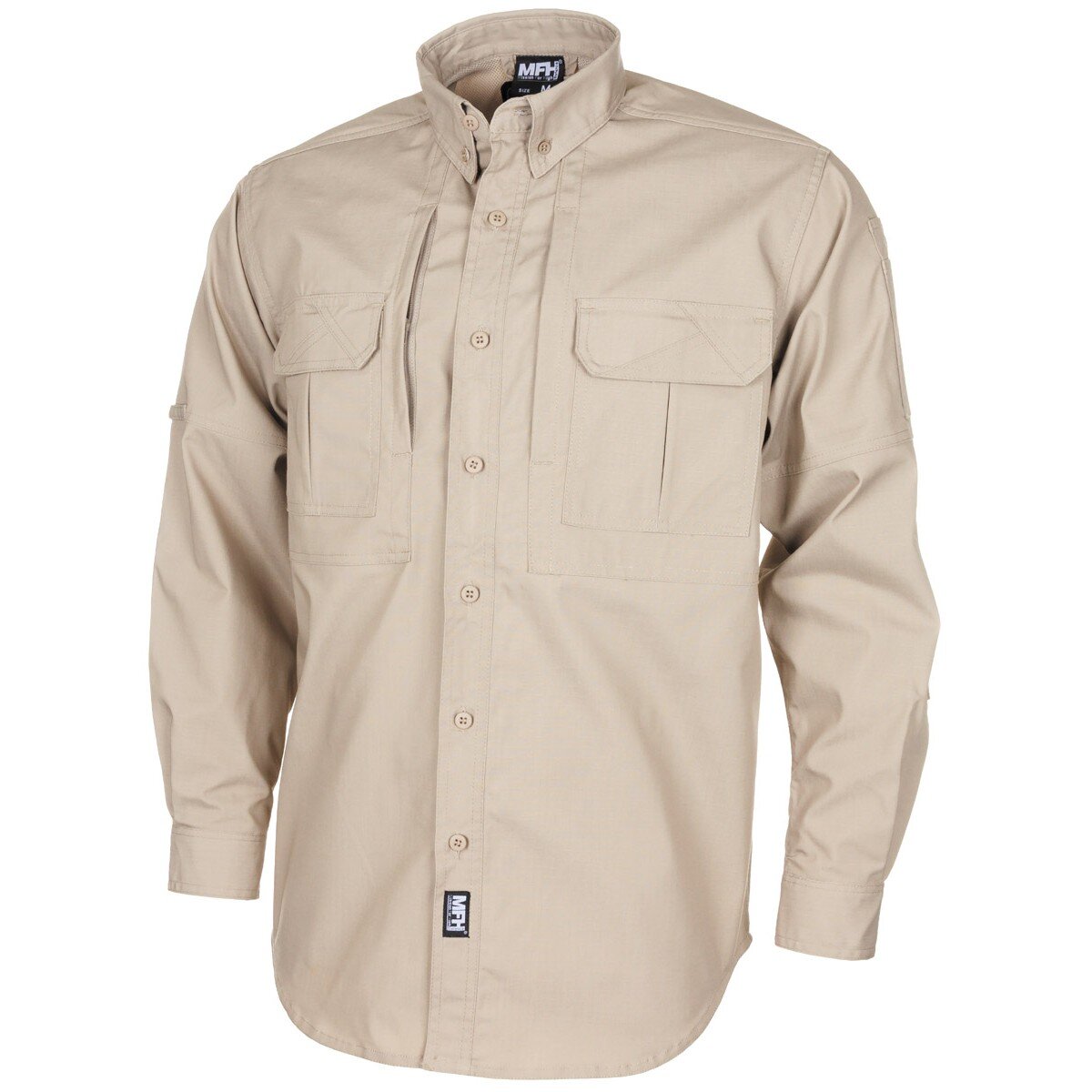 Hemd Outdoor, langarm, khaki, Teflon, Rip Stop