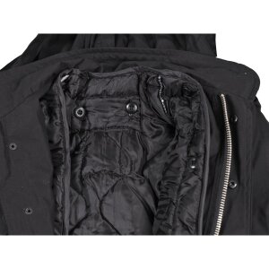 US Field Jacket M65, black, with detach. quilted lining