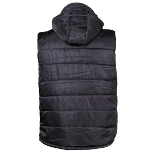 Vest, black, lined, detachable hood