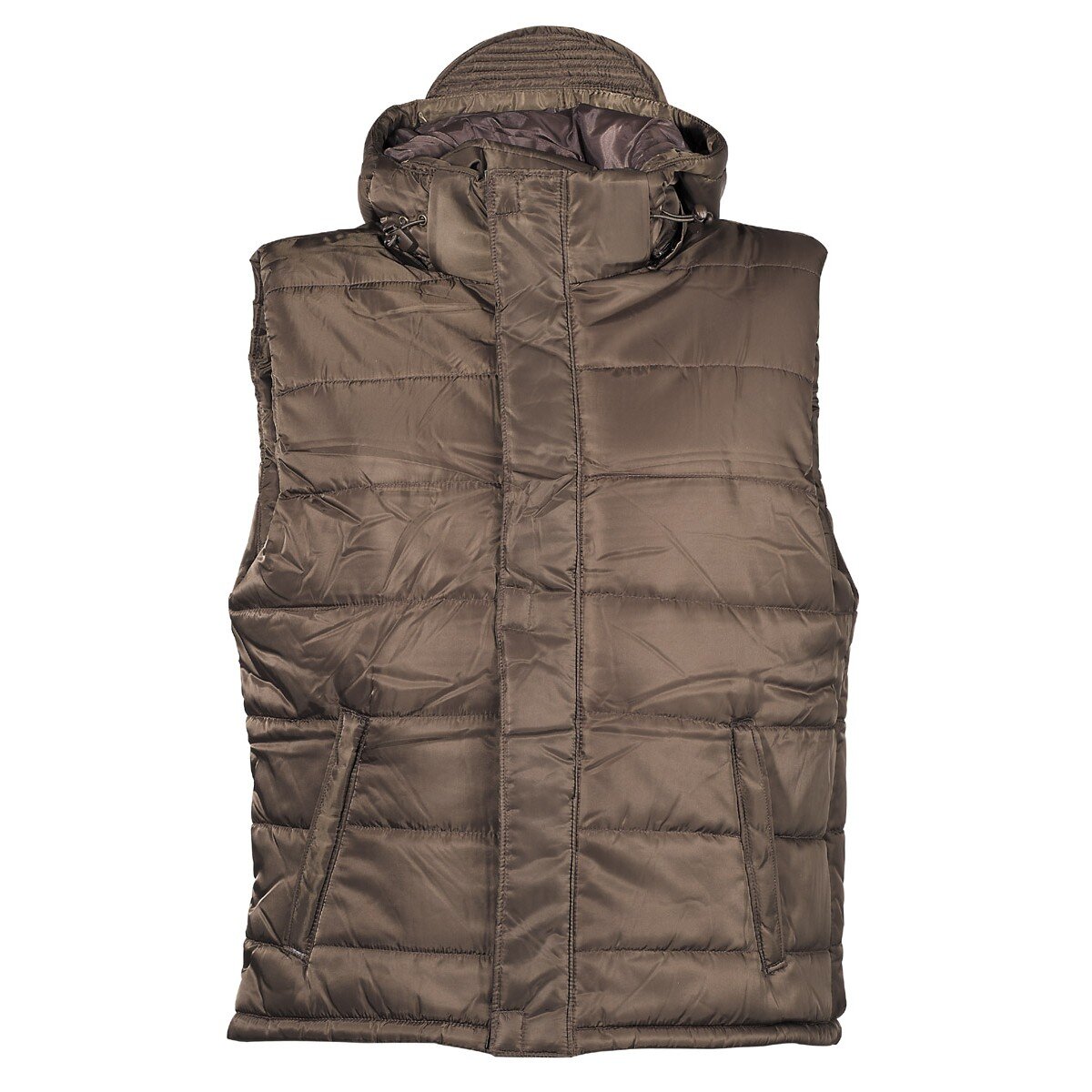 Gilet, oliva, foderato, con cappuccio staccabile