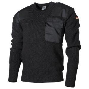 Bundeswehr pullover, avec poche poitrine, noir