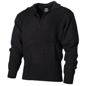 Pullover, &quot;Troyer&quot;, black, with zip