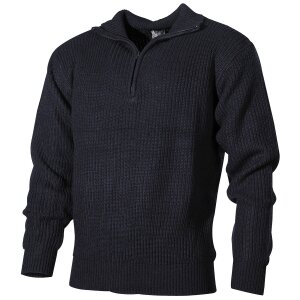 Pullover, &quot;Troyer&quot;, navy blue, with zip