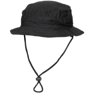 GB Bush Hat, chin strap, SF Boonie, Rip Stop, black