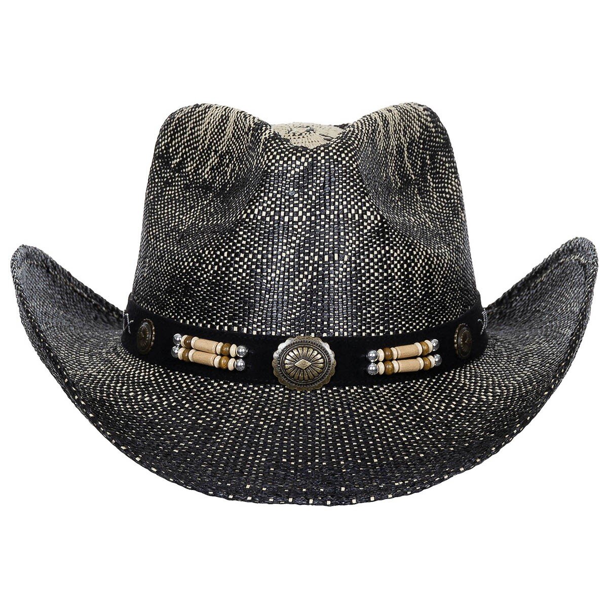 Straw Hat, "Texas" with hat band, black-brown