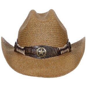 Straw Hat, "Georgia", with hat band, brown