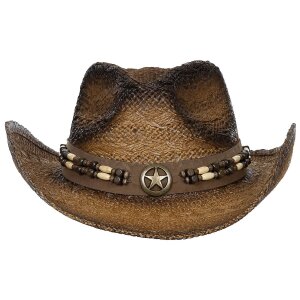 Straw Hat,"Tennessee", with hat band, brown-black