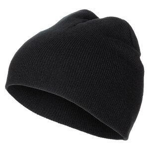 Knitted Hat, "Beanie", black, fine knit, short
