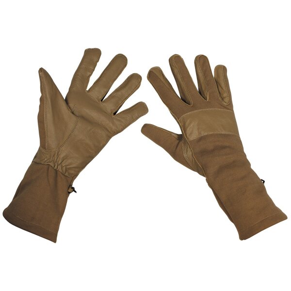 BW Combat Gloves, coyote, long gauntlet, leather trim