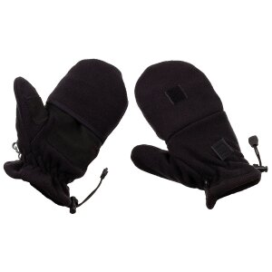 Fleece Gloves, black, with pull loops