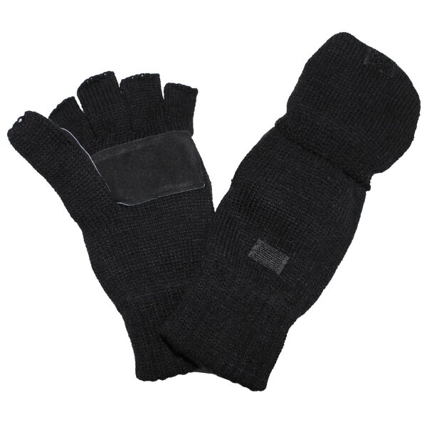 Knitted Gloves/ Mittens, black, with lining