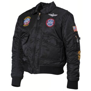 US Kids Pilot Jacket, CWU, black, with patches