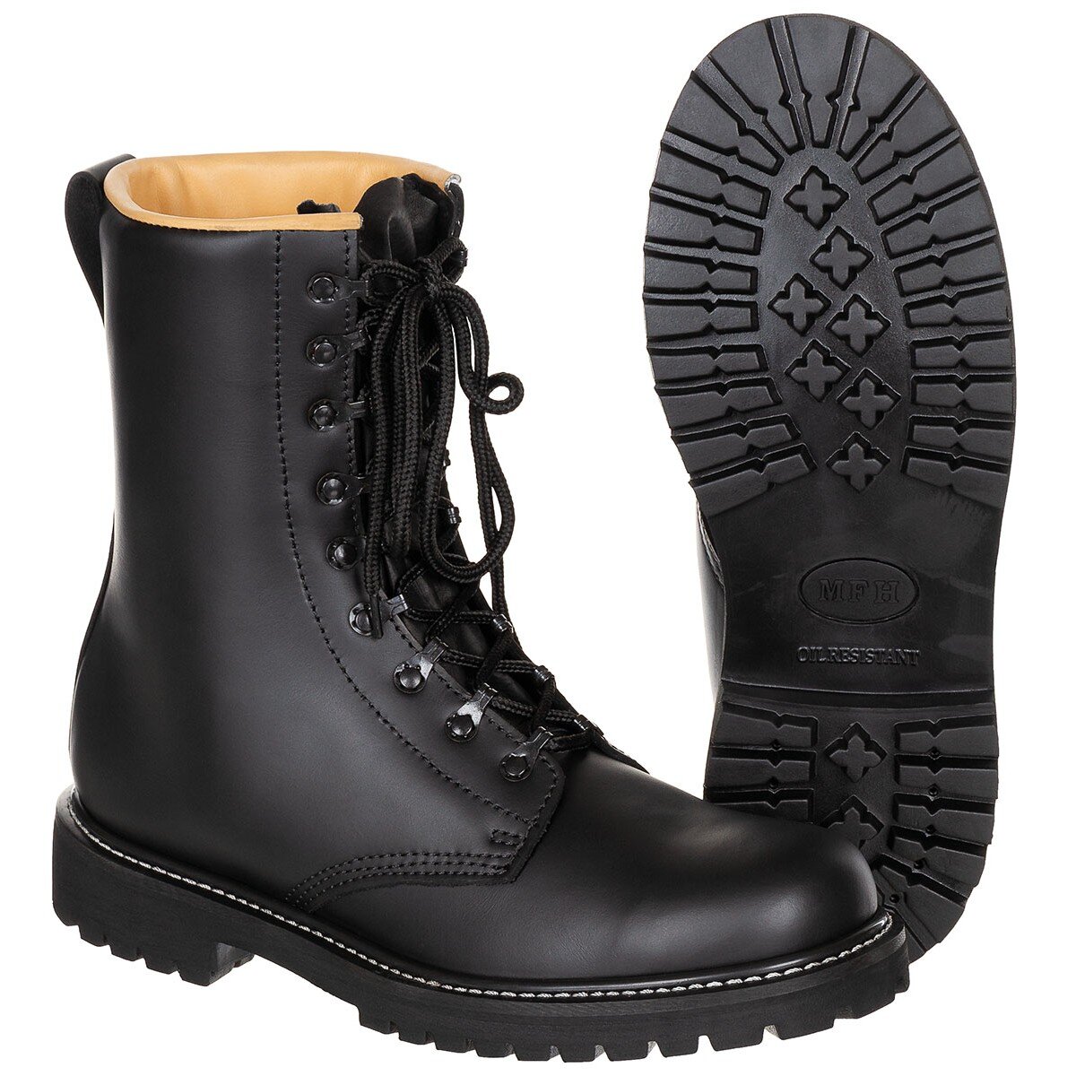 Bottes de combat en cuir noir