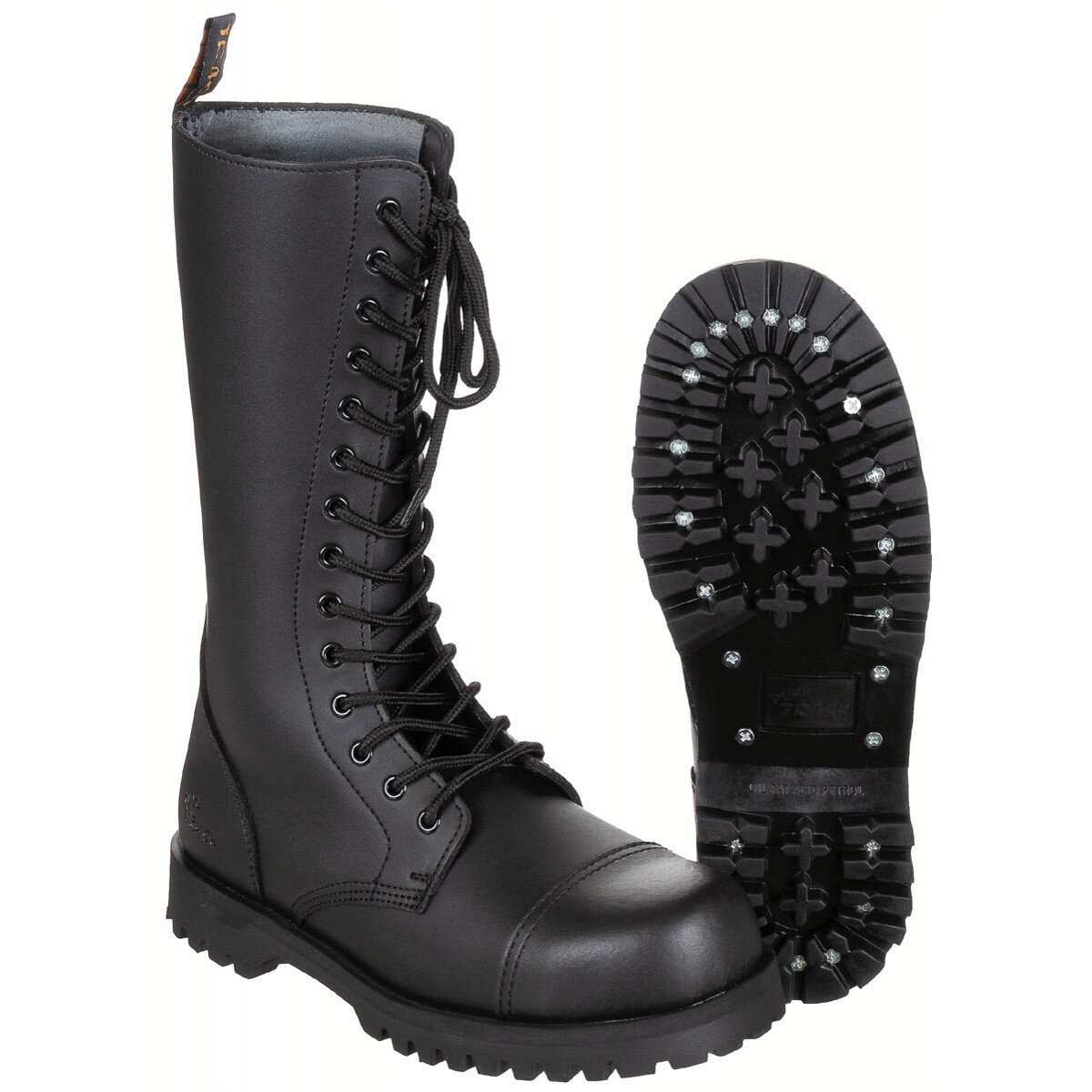 Boots, 14-hole, "Pure Trash", black, steel cap,...