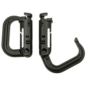 Carabiner, Plastic, &quot;MOLLE&quot;, black, 2-pack