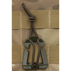 Clip with Rubber Strap, "MOLLE", OD green, 2-pack