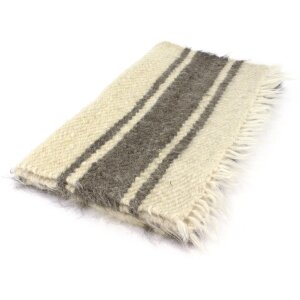 Small Handwoven Blanket woolwhite/grey 70 x 150 cm