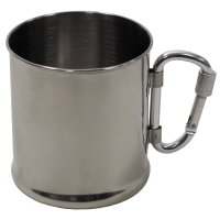 Cup, Stainless Steel, carabiner, single-walled, ca. 220 ml