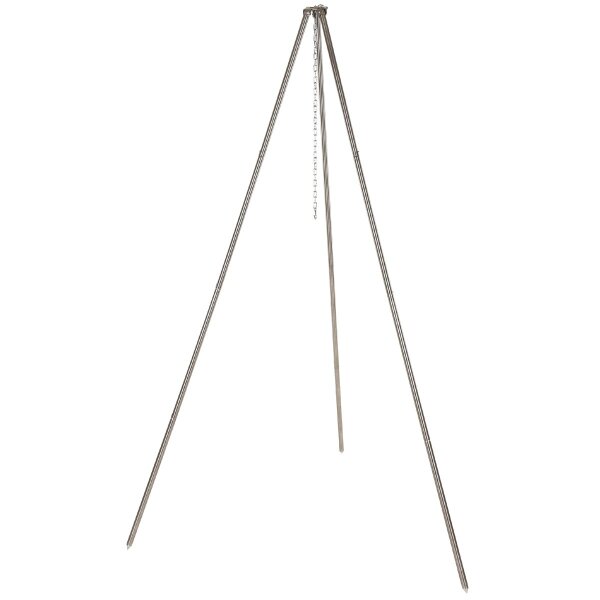 Tripod, ca. 1,9 m, Stainless Steel, with chain and hook