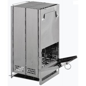 Rocket Stove, with grate, foldable,  large, Stainless Steel