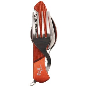 Pocket Knife Cutlery Set, 6 in 1, red, divisible