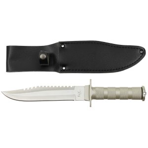 Survival Knife, silver, aluminium handle, sheath